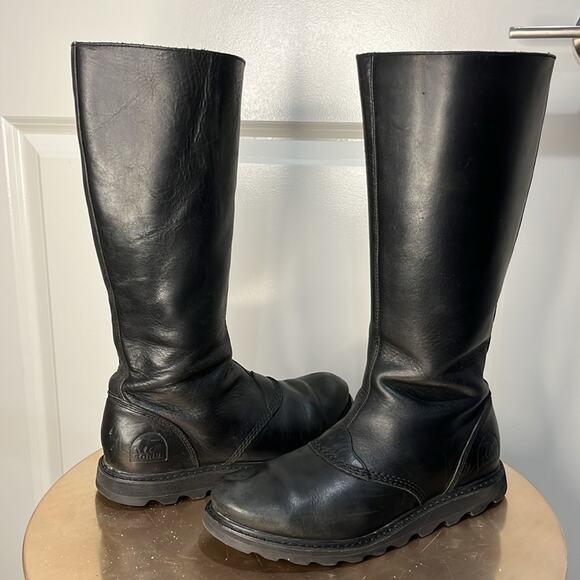 Sorel Scotia Waterproof Tall Leather Boots Black Size 6 - Picture 1 of 9